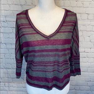 DEREK HEART Purple & Gray Striped Top